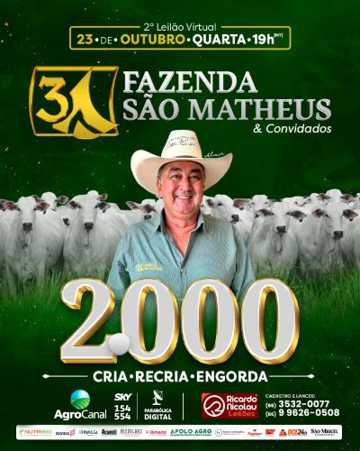 Leia 2º LEILÃO VIRTUAL FAZENDA SÃO MATHEUS & CONVIDADOS