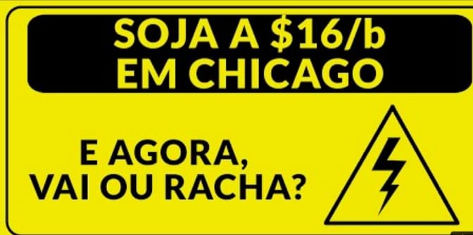 Soja a $16/b em Chicago. E agora, vai o racha?