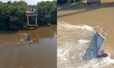 Caminhoneiro morre após ponte ceder e carreta cair no rio Taquari no Pantanal de MS